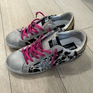 GOLDEN GOOSE SUPERSTAR LEOPARD HORSE HAIR SNEAKERS